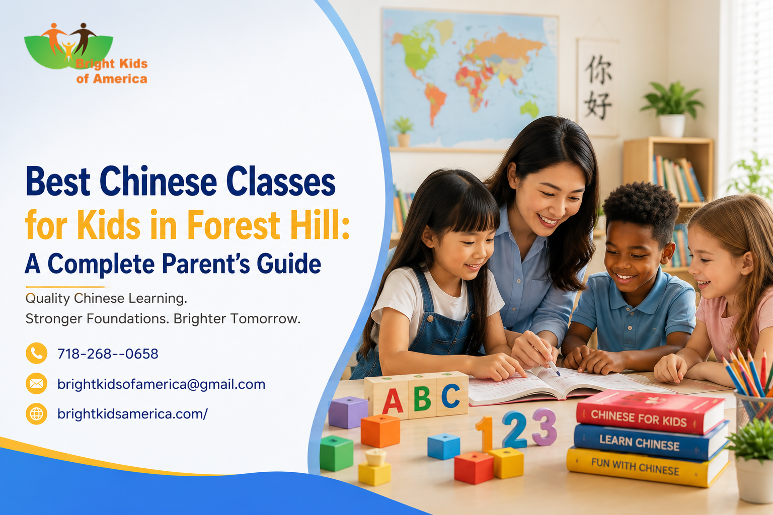 Kids learning Chinese in a classroom in Forest Hill